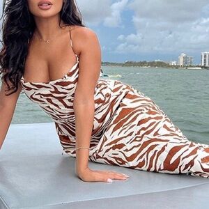 Zebra Print Midi Dress